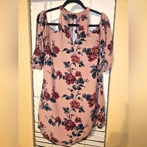 American Eagle Outsiders Pink floral chocker crop shoulder dress sz M
